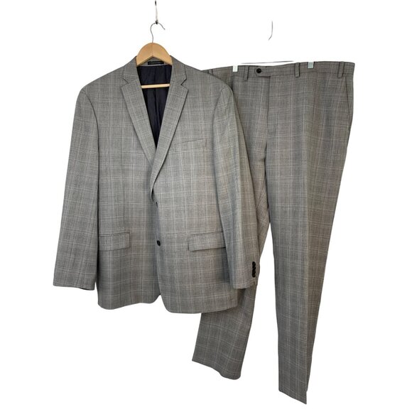 Michael Kors Mens Wool Plaid Suit 46L GUC RHH10576 GUC - Picture 12 of 12